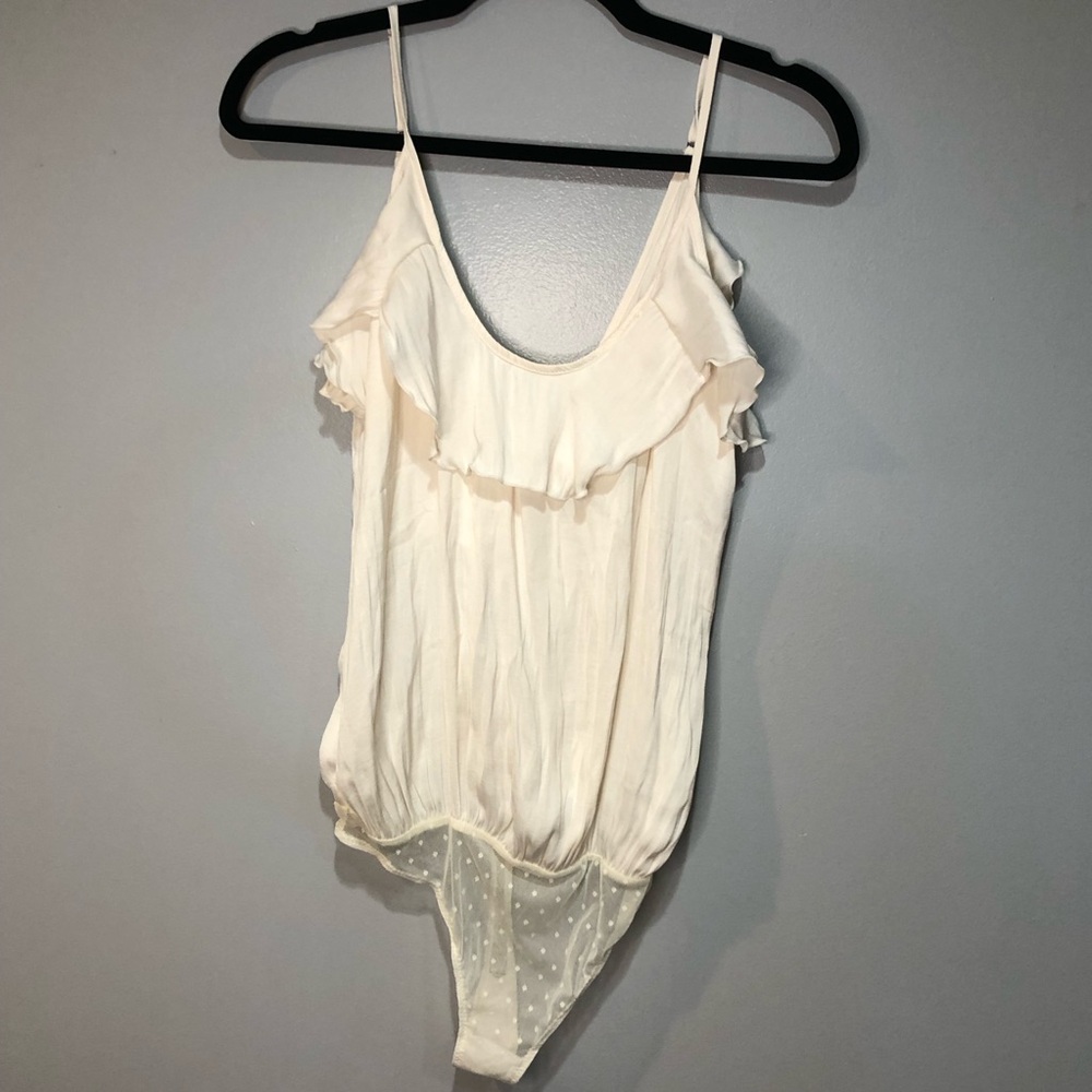Free People Intimately Ivory Not Tired Snap Thong Bodysuit Adjustable Straps